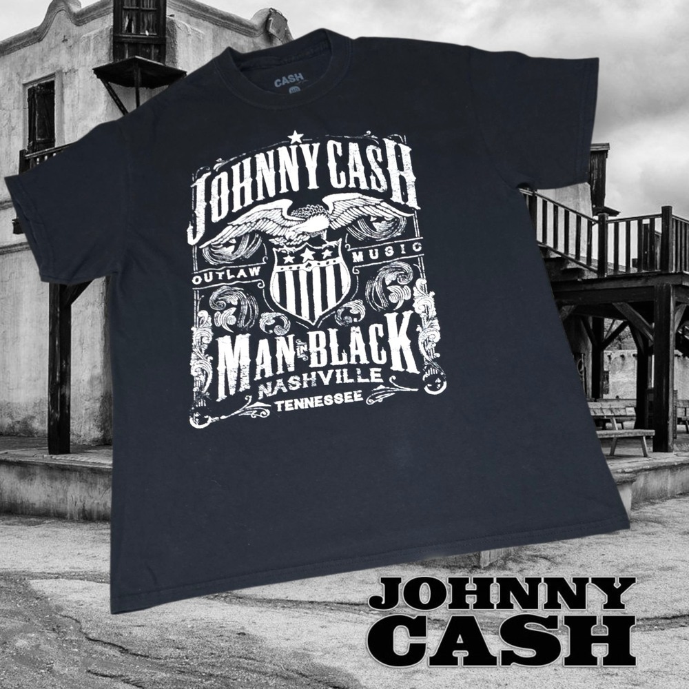 Johnny Cash The Man in Black Outlaw Music Country‎ Shirt Rock Tee Black M